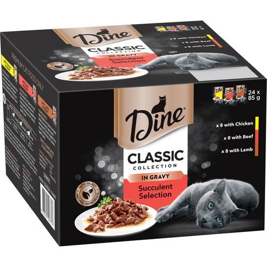 Dine Classic Collections Pouch Cat Food Succulent Selection in Gravy 24x85g 24 pack
