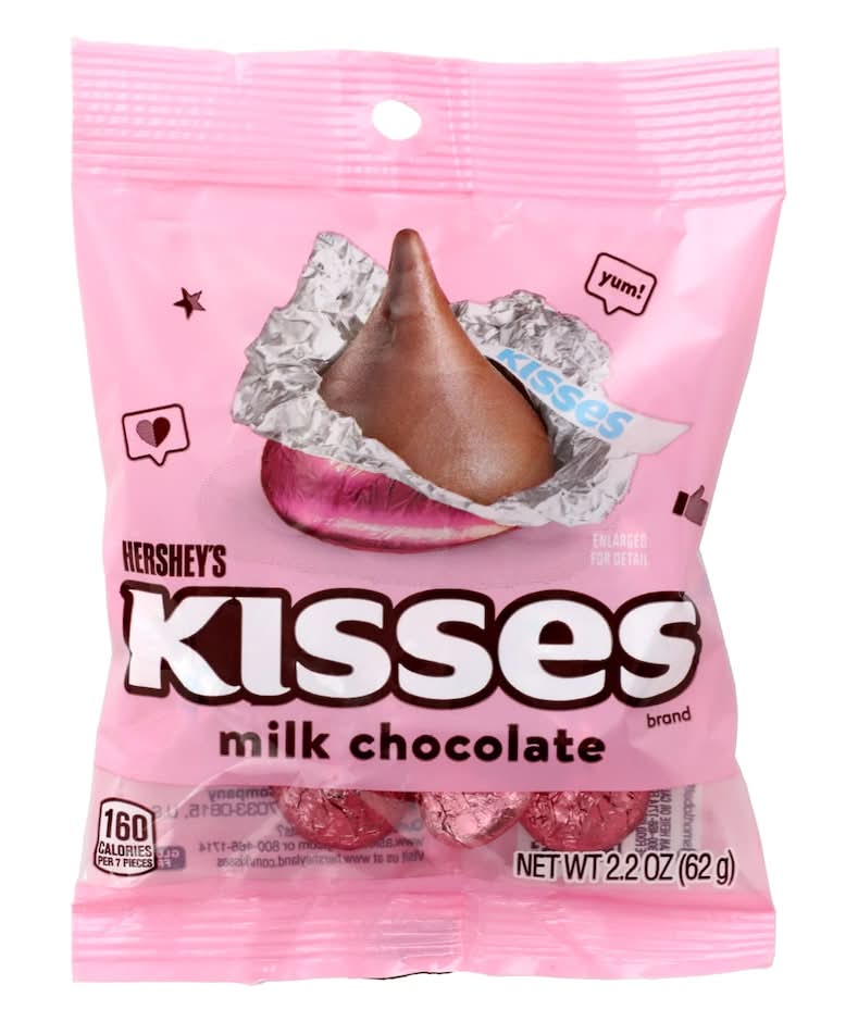 Hershey’s Kisses Pink Foil Chocolate Candies, 2.2-oz. Bag