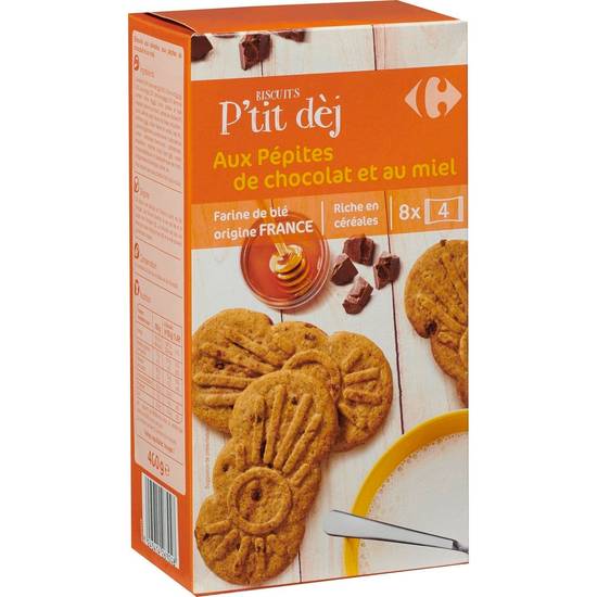 Carrefour Classic' - Biscuits petit déjeuner pépites de chocolat miel