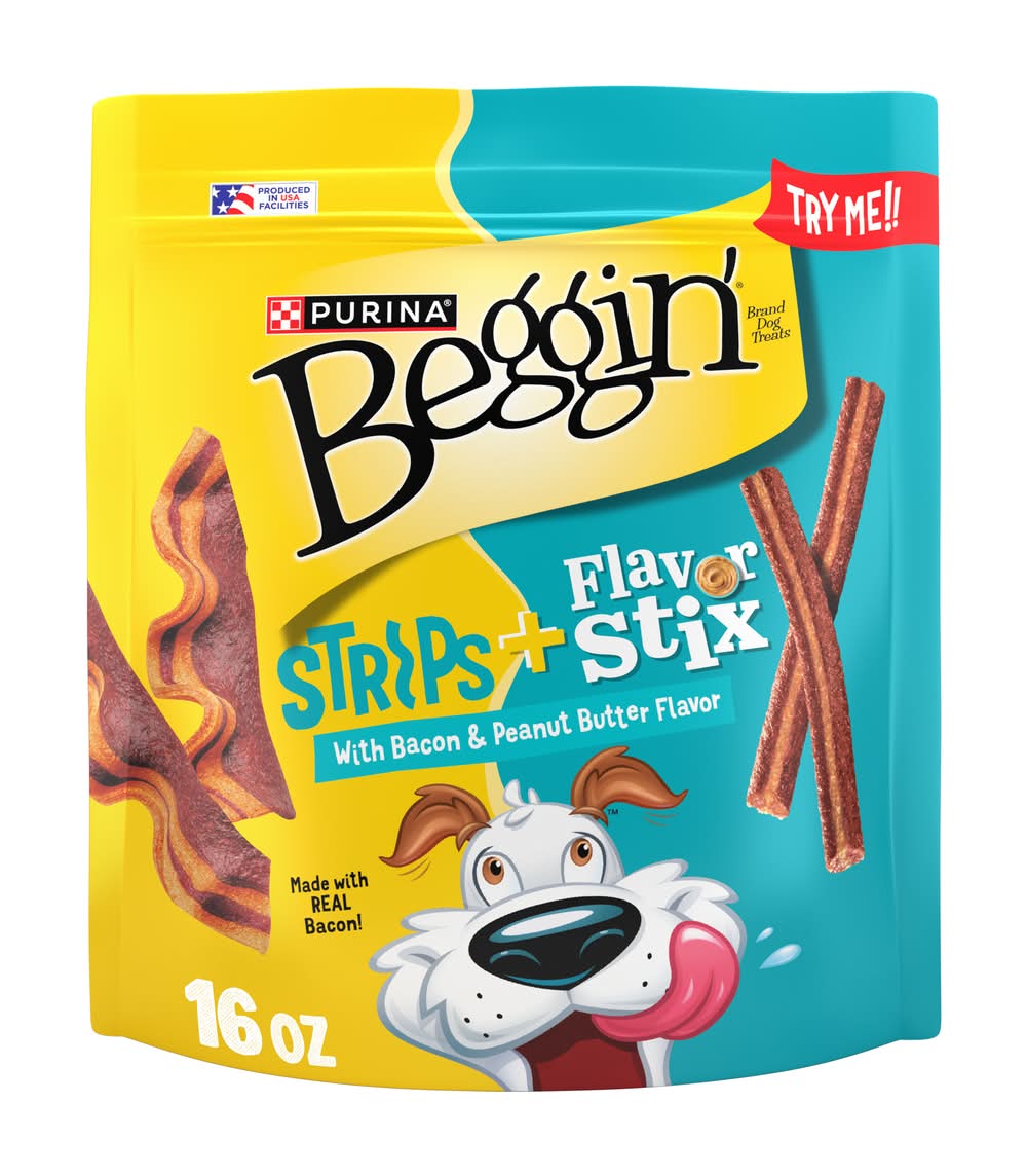 Purina Beggin' Stix & Strip Dog Treats, Bacon-Peanut Butter (16 oz)