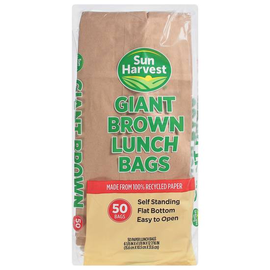 Sun Harvest Earth Friendly Giant Brown Lunch Bags (50 ct)