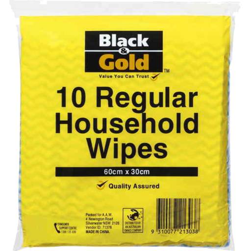 Black & Gold Regular Household Wipes, 60 cm X 30 cm (10 pack)