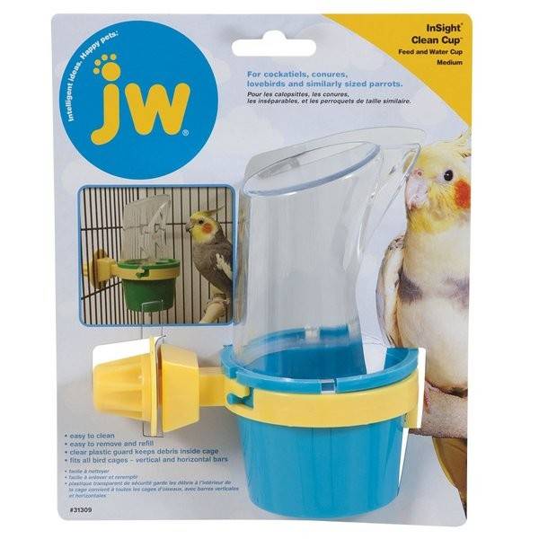 JW Pet Insight Clean Cup Feeder and Water Cup for Birds, Medium