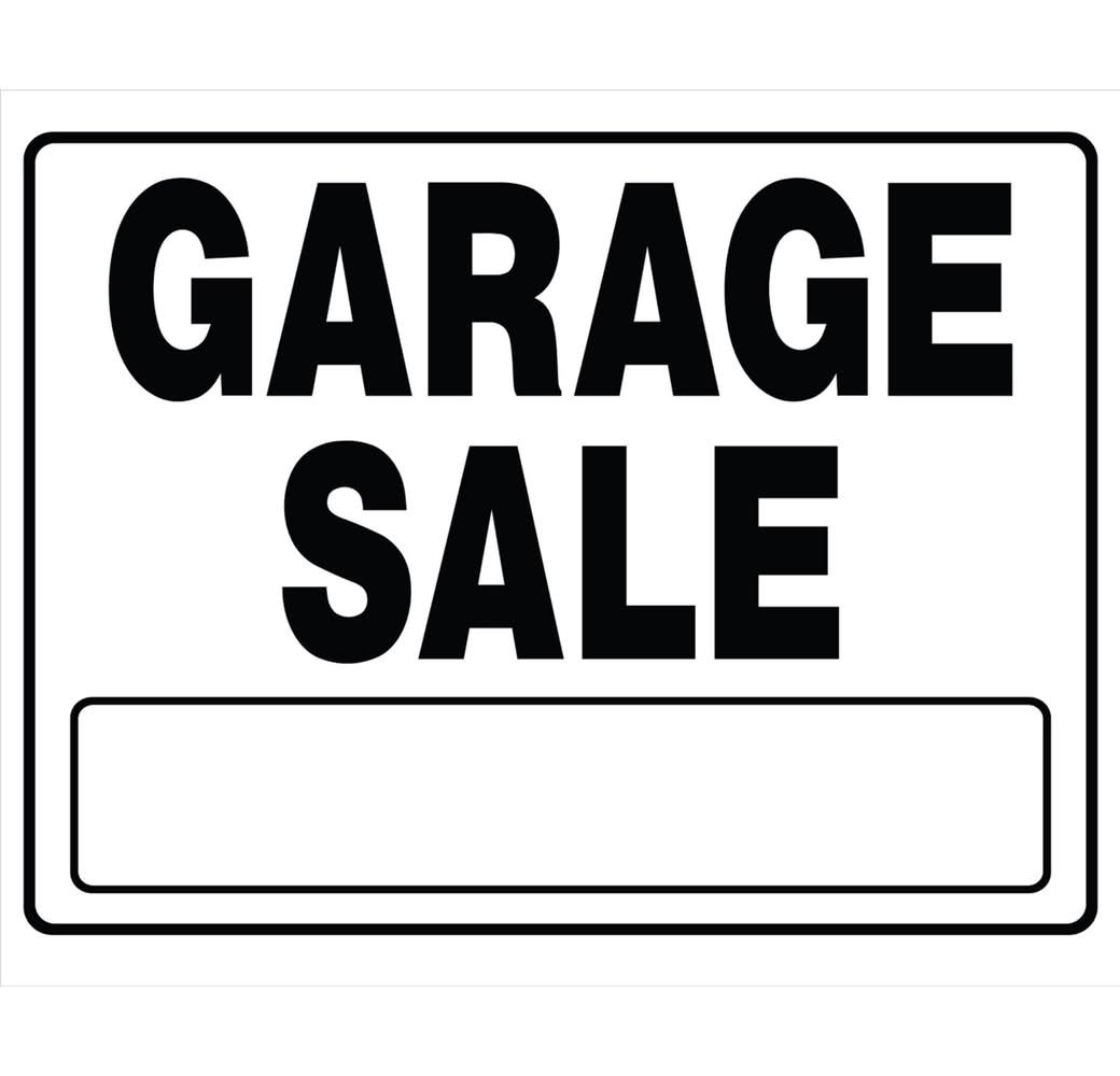 Hillman English White Garage Sale Sign 20 In. H X 24 In. W