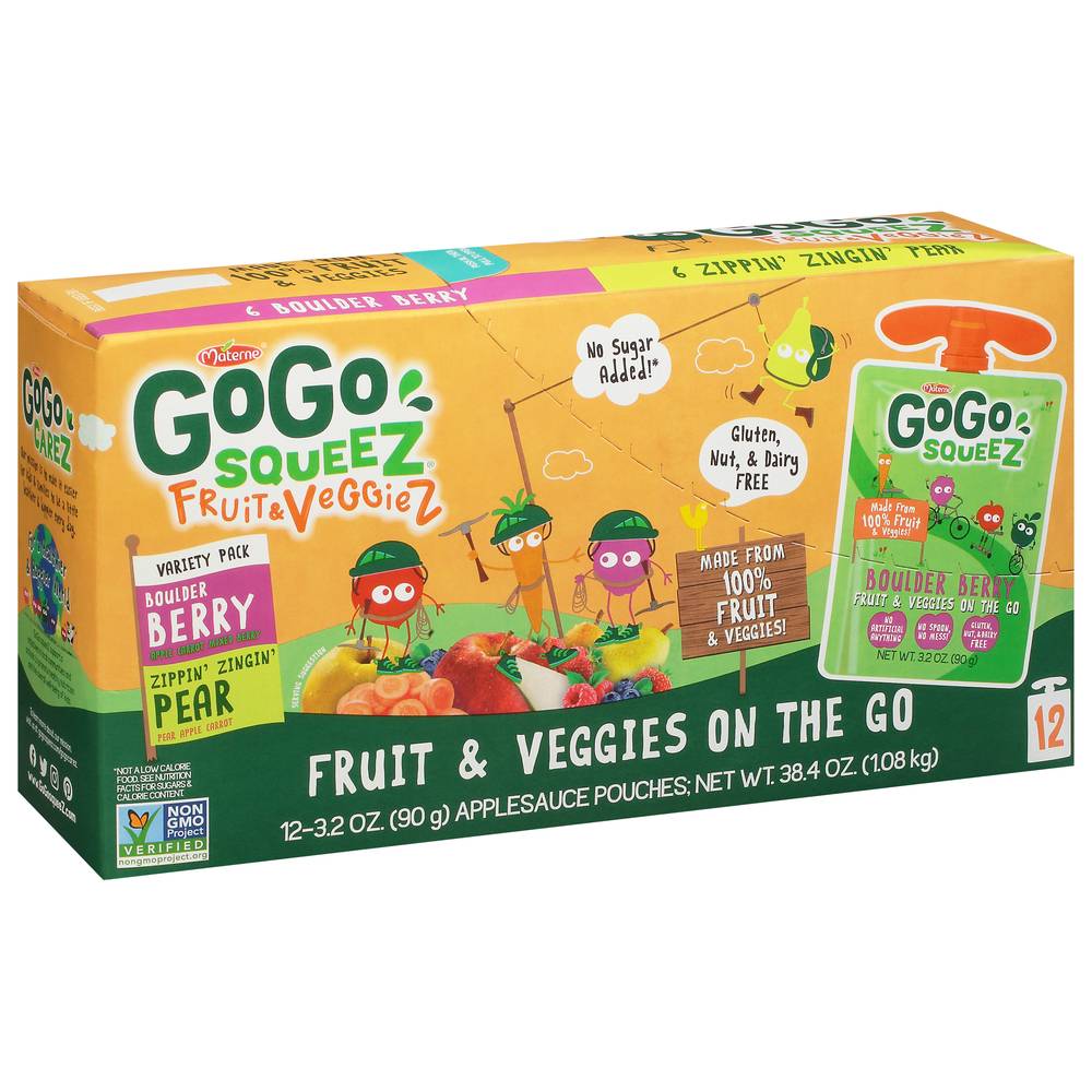 GoGo squeeZ Fruit & Veggies on the Go Variety pack Applesauce Pouches (2.4 lbs)