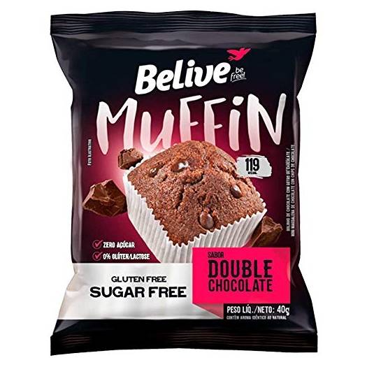 Belive muffin double chocolate sem glúten zero lactose (40 g)