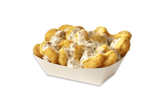 Sausage Gravy & Cheddar Loaded Hash Rounds