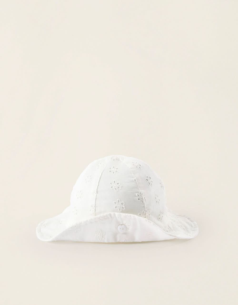 Chapéu De Algodão Com Bordado Inglês Para Recém-Nascida, Branco (Branco - 6/12M)