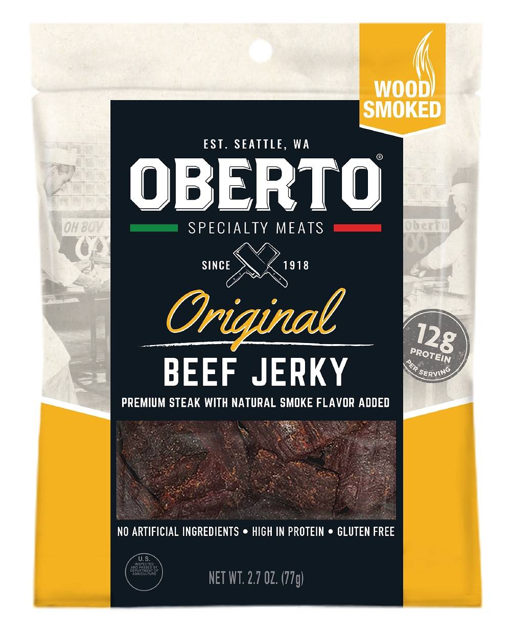 Oberto All Natural Original Beef Meat Snacks, High Protein, Tender Bite, 2.7 oz. | SMO61303