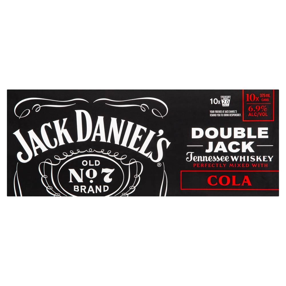 Jack Daniels Double Jack & Cola Can 375mL () X 10 Pack