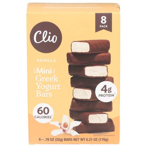 Clio Vanilla Dark Chocolate Covered Mini Greek Yogurt Bars