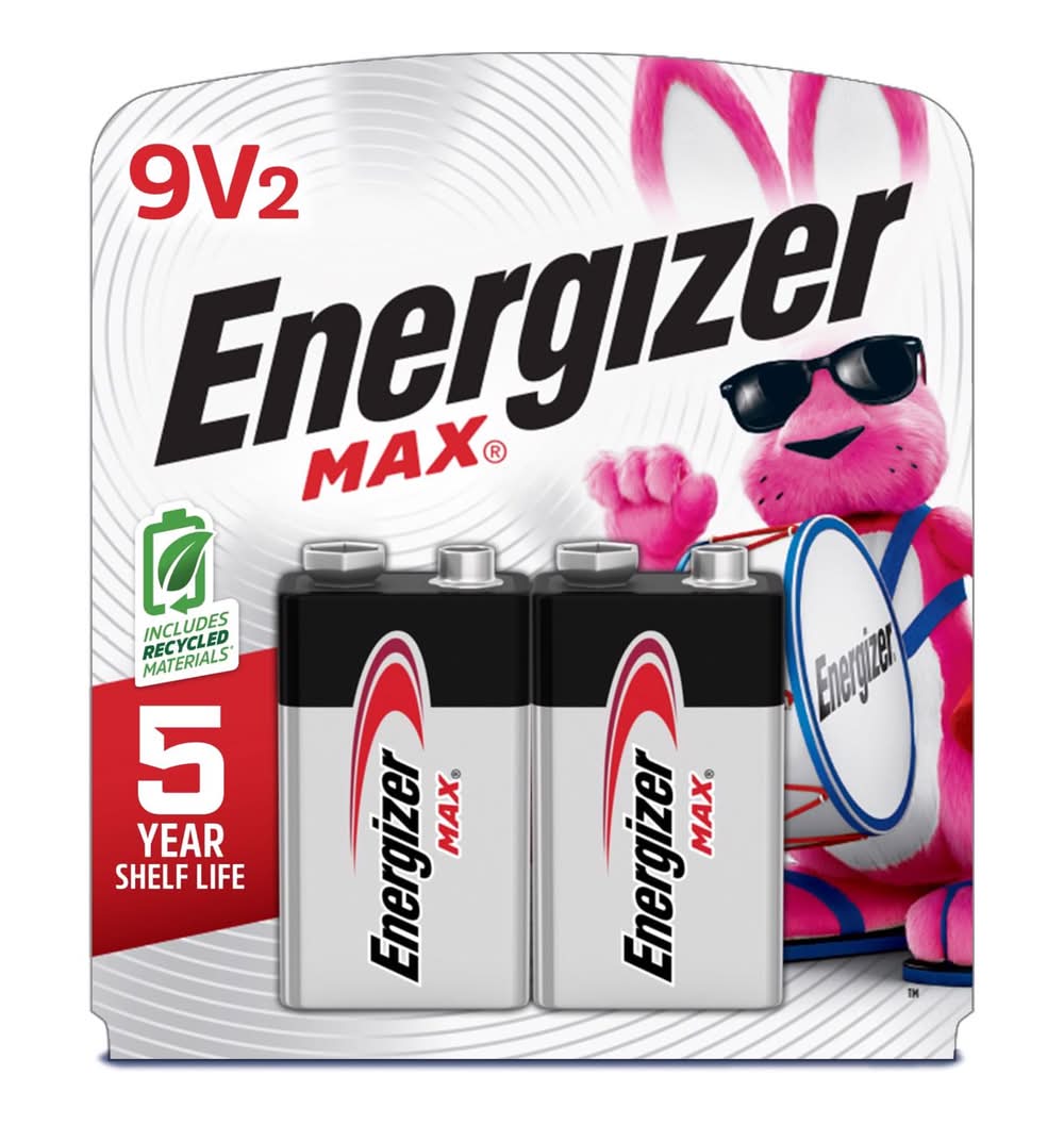 Energizer Max 9-Volt Alkaline Batteries 2 Pk Carded