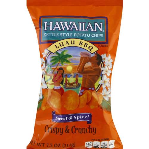Hawaiian Potato Chips Luau Bbq Flavored Kettle Style (7.5 oz)