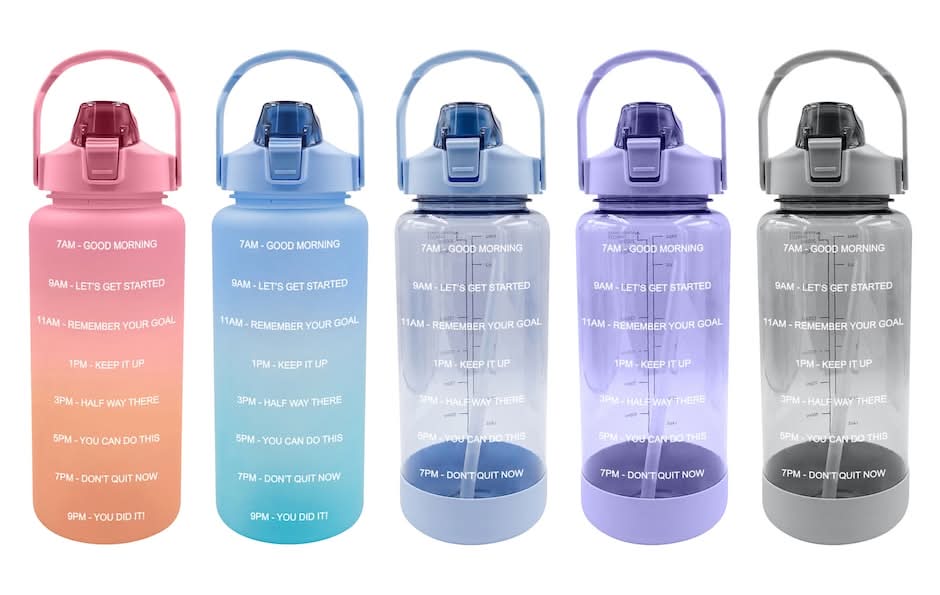 Motivation and Time Stamp Water Bottles, 64 oz.