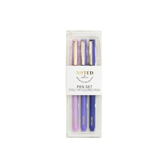 Noted by Post-it® Felt Tip Pens, Fine Point, 0.5 mm, Purple/Light Purple/Lilac, Pack Of 3 Pens