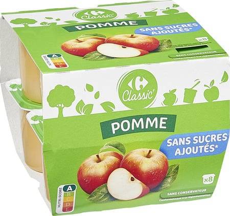 Compotes pomme sans sucres ajoutés CARREFOUR CLASSIC