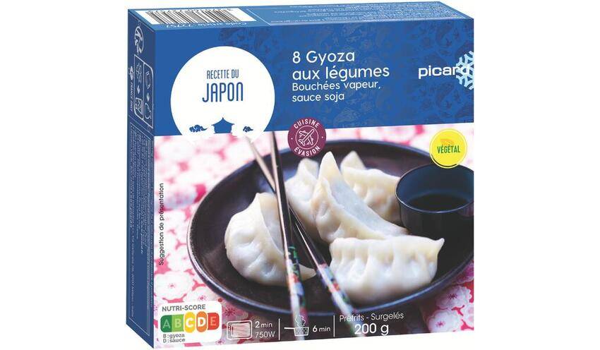 8 gyoza aux légumes, bouchées vapeur, sauce soja