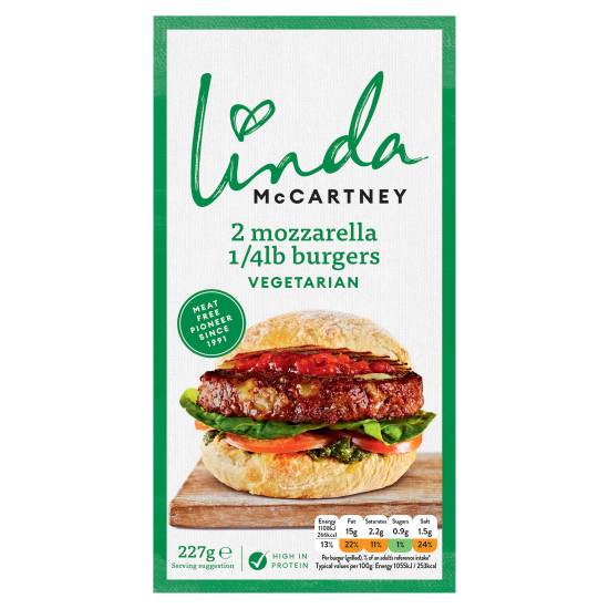 Linda McCartney's Vegetarian Mozzarella Burgers (2 pack)