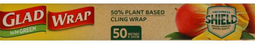 Glad 50% Plant Based Cling Wrap, 50m x 30cm