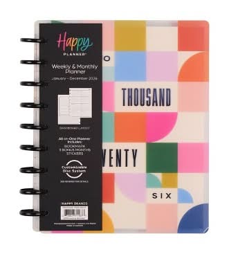 The Happy Planner 2026 Groovy Grids 12 Months Bound Dated Planner, Classic