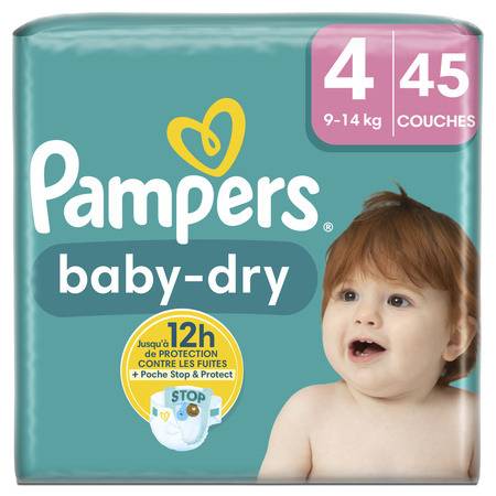 Pampers - Couches culottes baby dry géant taille 4 9-14 kg (45 pièces)