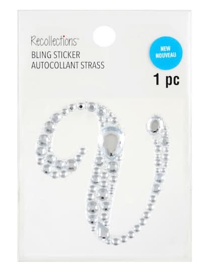Recollections Bling Alphabet Letter Sticker, 2.25" x 3.74", Silver