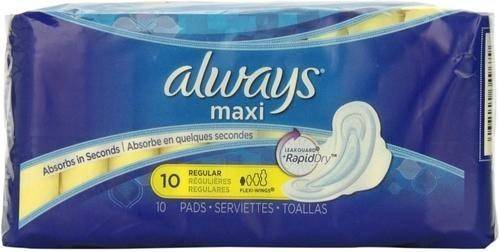 Always · Maxi Regular Absorbency Pads with Flexi-Wings (10 pads)