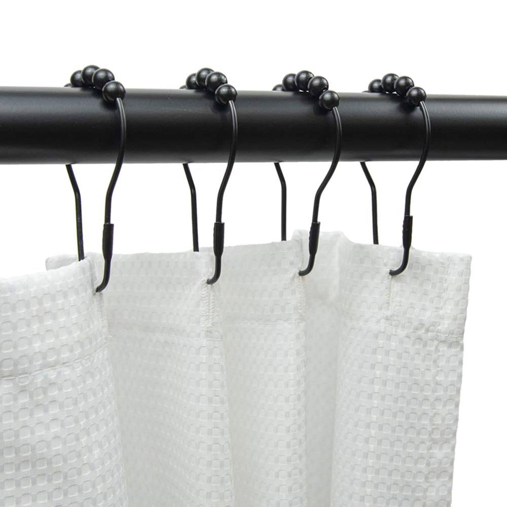 Style Selections Matte Black Steel Single Shower Curtain Hooks (12-Pack) | SHLSNH04MB