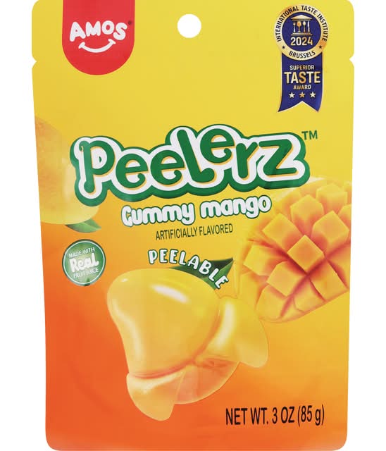 AMOS Peelerz Peelable Gummy Candy, Mango (3 oz)