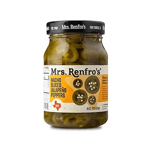 Order Mrs. Renfro's Nacho Sliced Jalapeno Peppers 16oz food online from Everyday Needs by Gopuff store, Ladera Ranch on bringmethat.com
