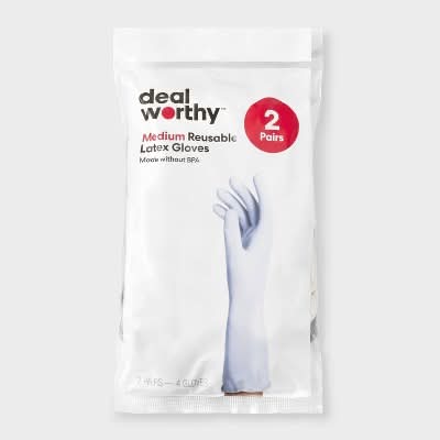 Dealworthy Reusable Latex Gloves, Medium (2 ct)
