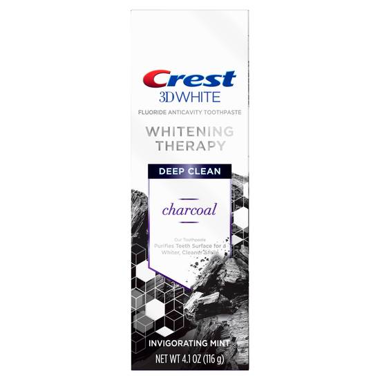 Crest 3D White Whitening Therapy Charcoal Deep Clean Fluoride Toothpaste, Invigorating Mint, 4.1 ounce