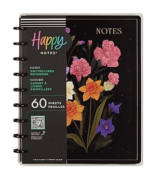 The Happy Planner Dark Gardens Customizable Notebook, 7 x 9.25, Dotted, 60 Sheets, Multicolored (ND0043C001)