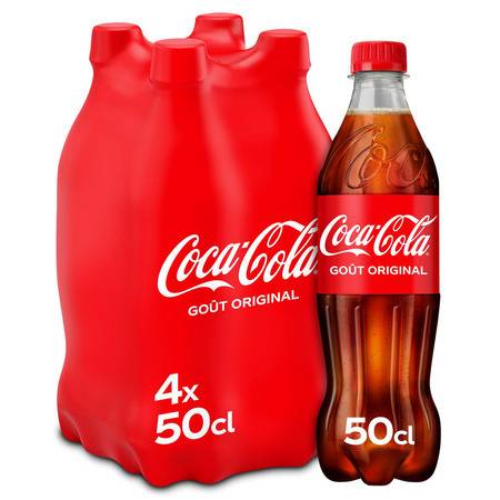 Soda COCA-COLA - le pack de 4 bouteilles de 50cL