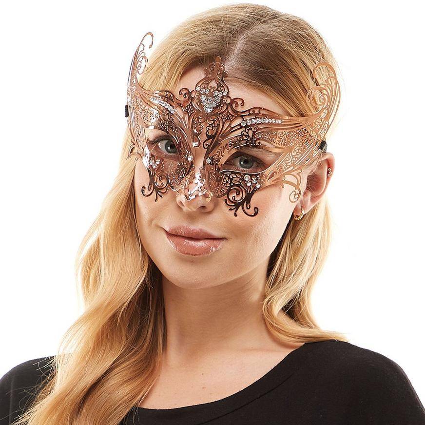 Party City Adult Masquerade Mask, Female, Rose Gold