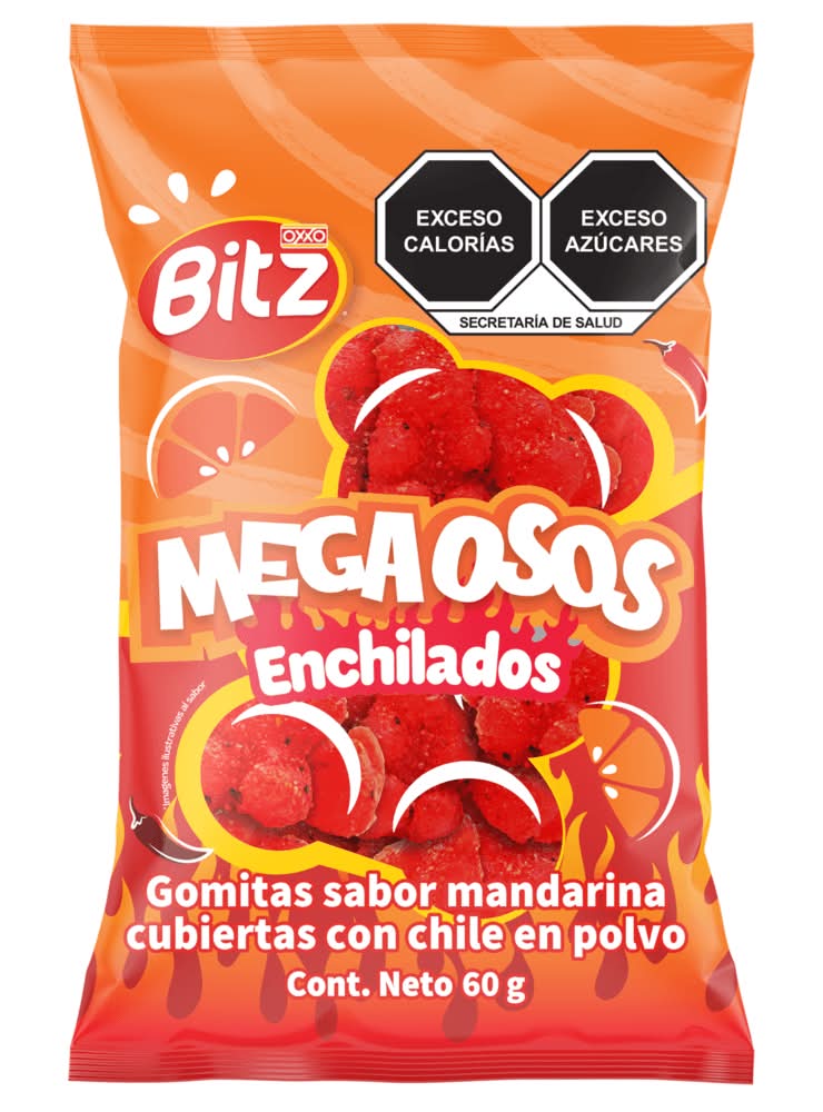 Bitz mega osos gomitas cubiertas (Mandarina-Chile)