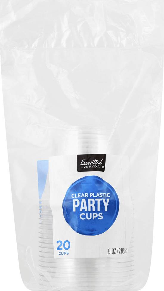 Essential Everyday Clear Plastic 9 Ounce Party Cups (20 ct)