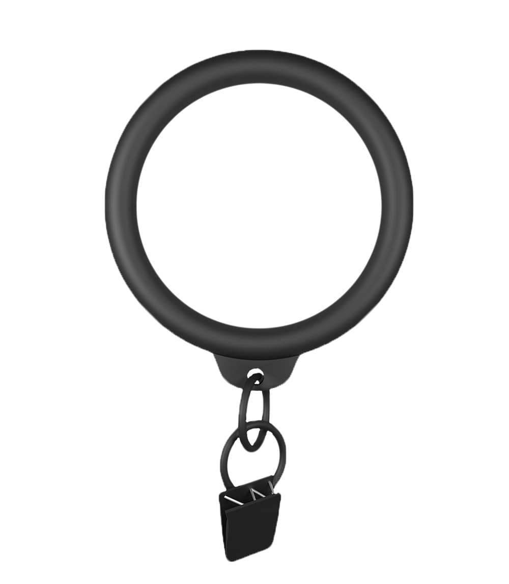 allen + roth 10-Pack 1-in Matte Black Steel Curtain Ring with Clip | FSI 1732 MBLK