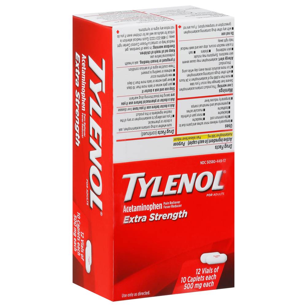 Tylenol Extra Strength 500 mg Acetaminophen Caplets