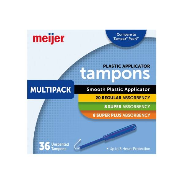 Meijer Tampons, Plastic, Multpk, Reg/Super/Sup+, 36 ct