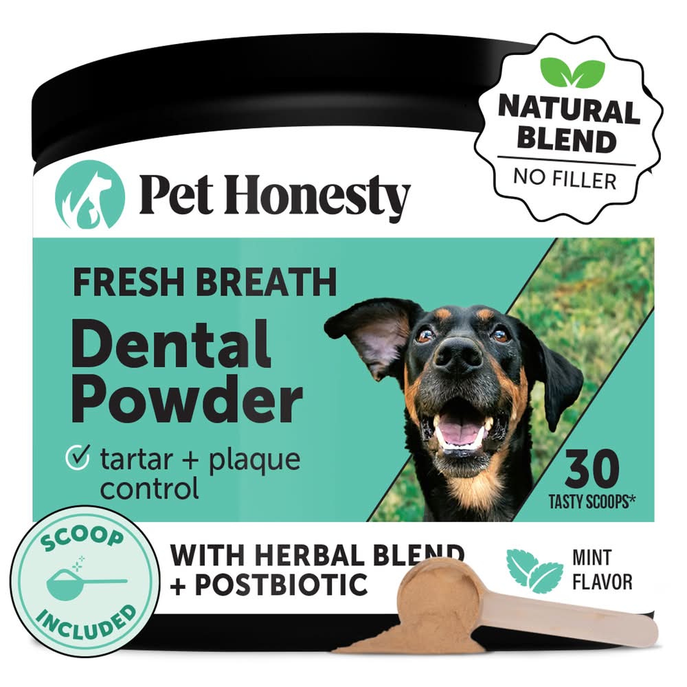 Pet Honesty Dog Fresh Breath Dental Powder Supplement, Reduce Plaque & Tartar, Mint Flavor, 5.29oz (Flavor: Mint)