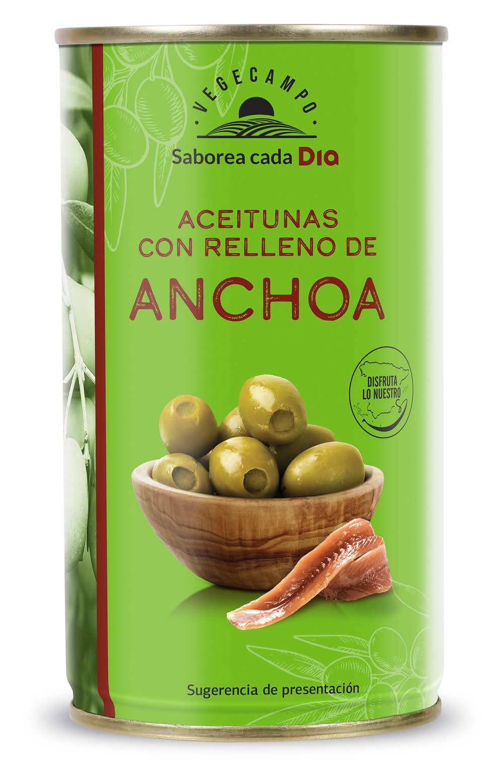 Aceitunas Rellenas De Anchoa Vegecampo De Dia Lata 150 G