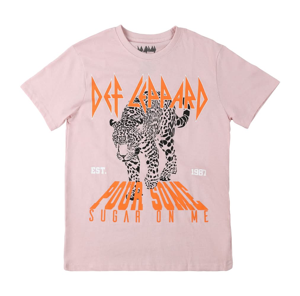 Def Leppard Pour Some Sugar On Me Graphic Tee Large Pink