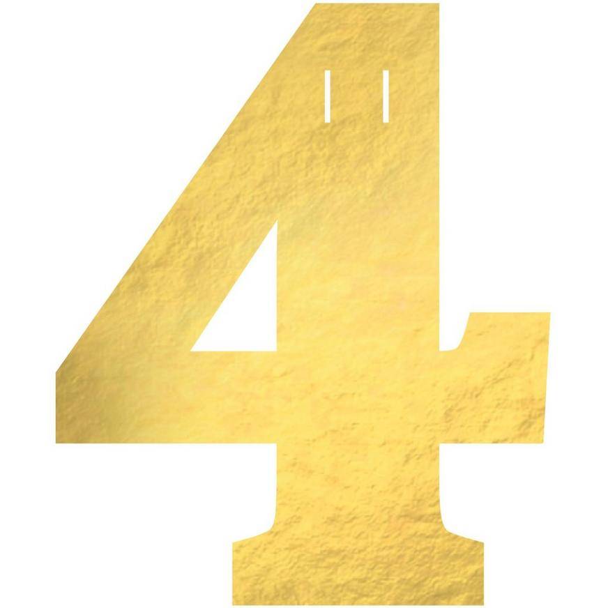 Metallic Gold Number (4) Cardstock Cutout, 6.25in x 4.5in - Create Your Own Banner