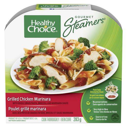 Healthy choice gourmet steamers repas de poulet grillé marinara - gourmet steamers grilled chicken marinara meal (pâtes de grains entiers brocoli & sauce marinara)