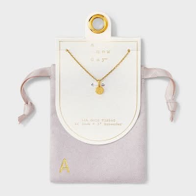 A New Day 14K Gold Plated Round a Initial Necklace