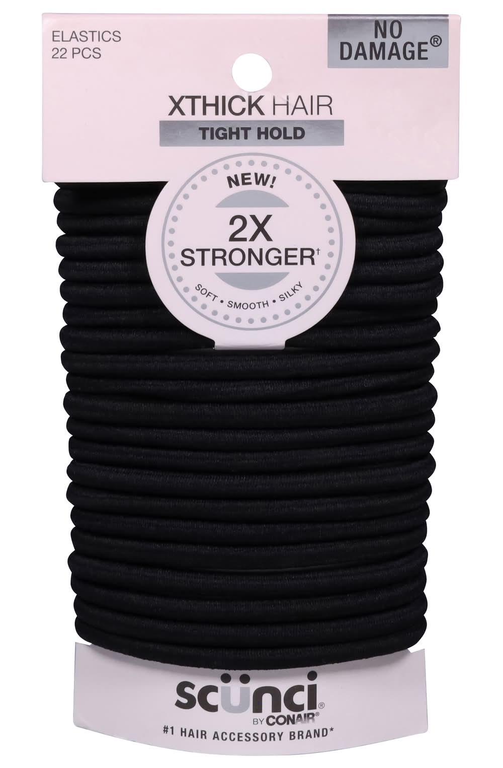 Scunci Tight Hold Xthick Hair Elastics, Black (22 ct)