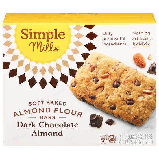 Simple Mills Soft Baked Almond Flour Bars (dark chocolate almond)