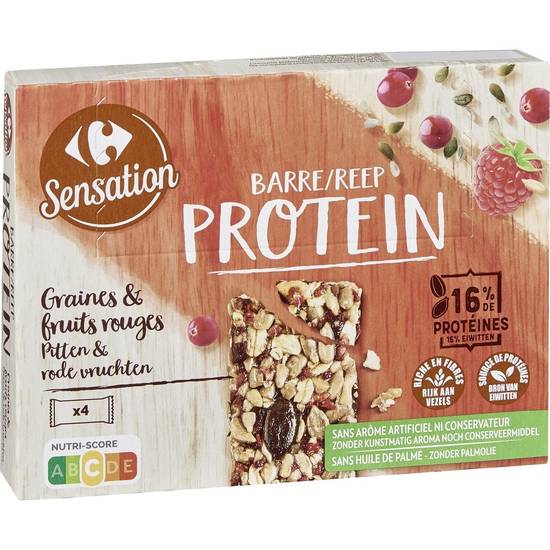 Carrefour Sensation - Barre protein graines & fruits rouges (4 pièces)