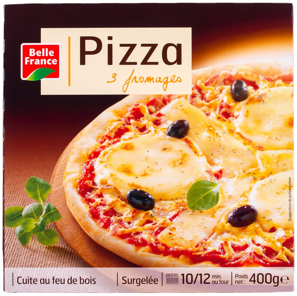 Belle France - Pizza aux 3 fromages cuite au feu de bois (400g)